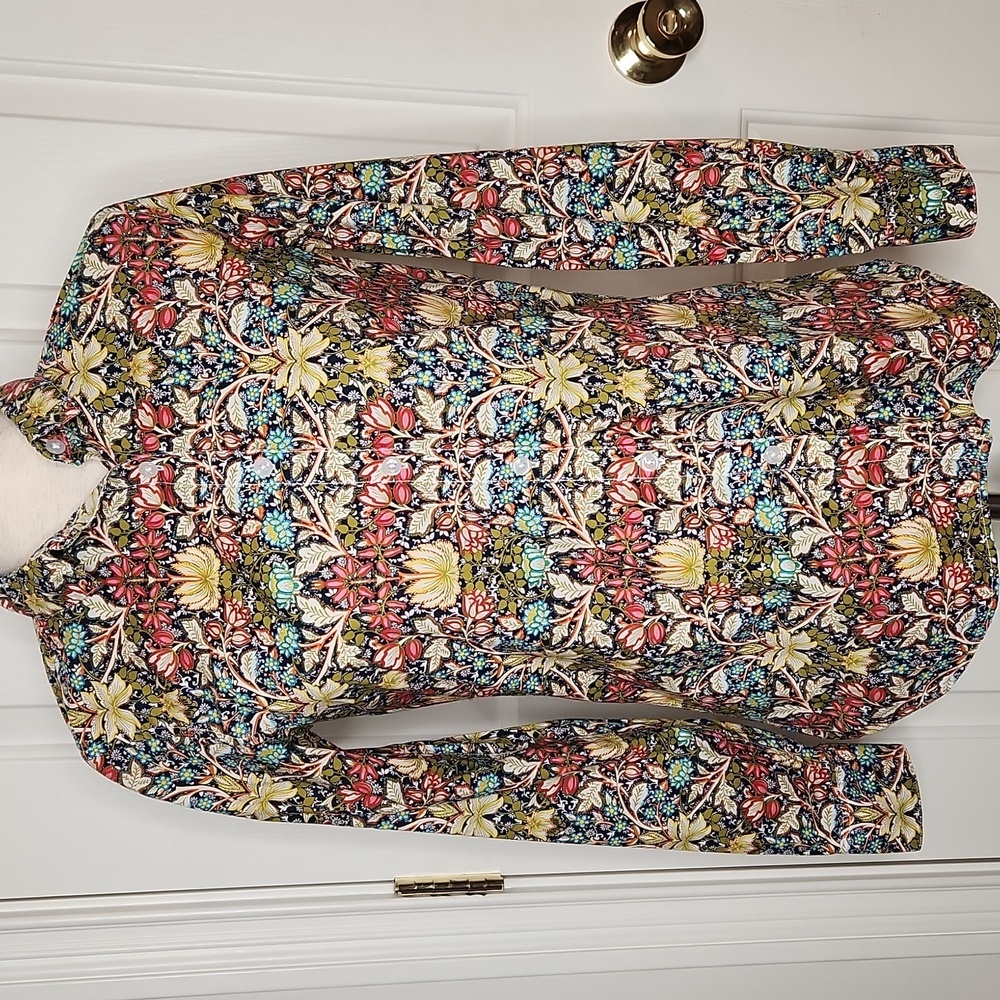 Garnet Hill Floral Cotton Shirt Size 0
